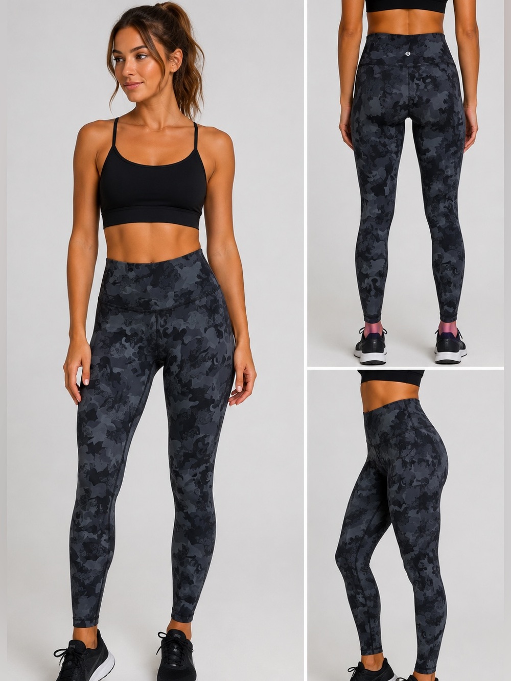 Lululemon Align High-Rise Leggings Black Gray Floral Camo Size 4
